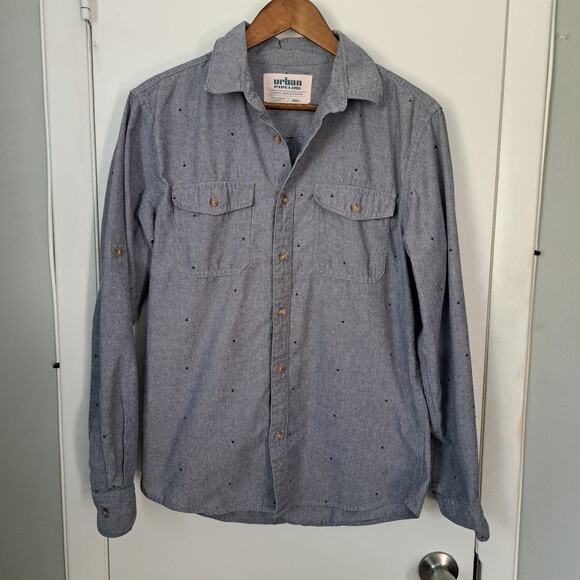 urban pipeline Other - Urban Pipeline Button Down Shirt Triangle Pattern Blue Vintage Wash Men's Small